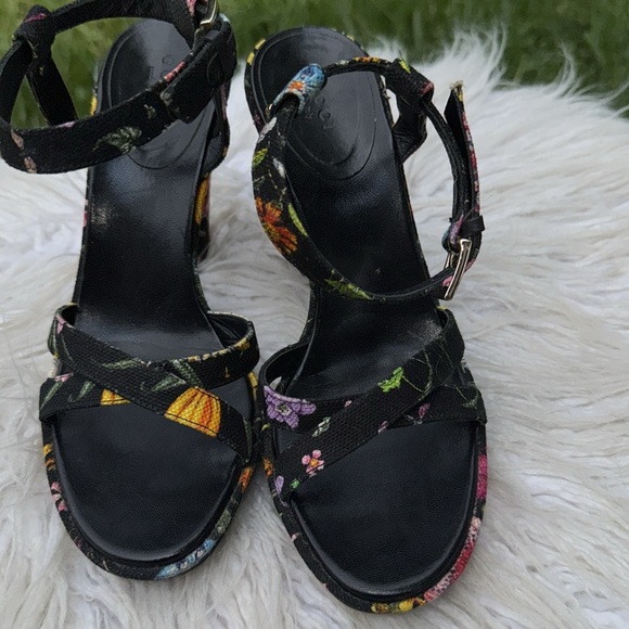 Gucci Multicolor Floral Strappy Heels 6:1/2B - Picture 4 of 14